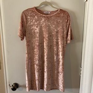 NWT! Crushed Velvet Blush Mini Dress